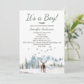 森林の森の国の鹿の少年の赤ちゃんシャワー 招待状 (スタンド正面)