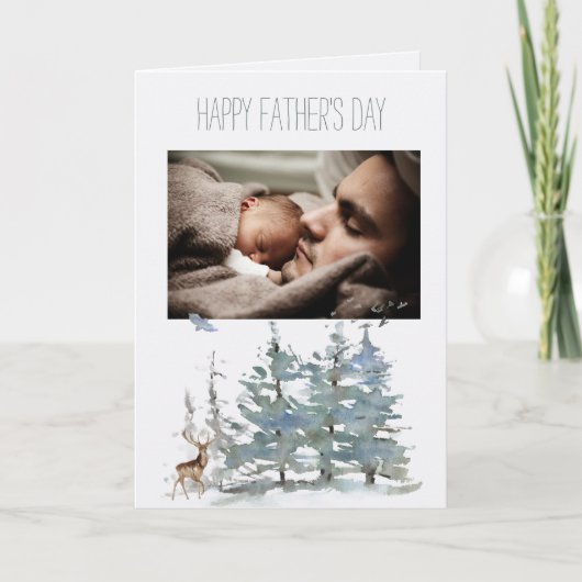 森林の森林のシカの父の日と写真 カード (正面)