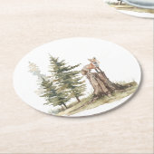 森林の森林動物 | キツネベビーシャワー ラウンドペーパーコースター (アングル)