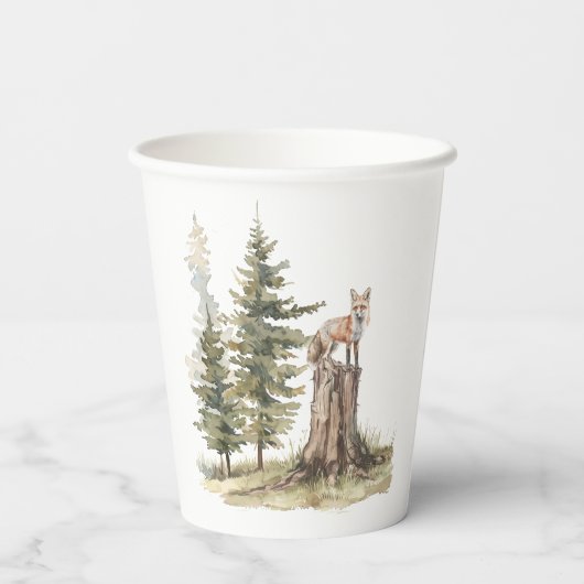 森林の森林動物 | キツネベビーシャワー 紙コップ (裏面)