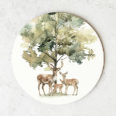 森林の森林動物 | 鹿ファミリー赤ちゃんシャワー ラウンドペーパーコースター