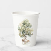 森林の森林動物 | 鹿ファミリー赤ちゃんシャワー 紙コップ (裏面)