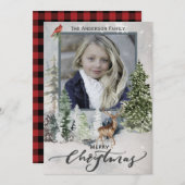 森林の森林地帯のクリスマス写真 シーズンカード (正面/裏面)