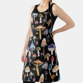 森林の植物：水色のキノコ、離れパター エプロン (インサイチュ)