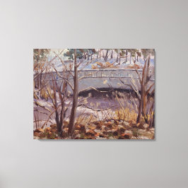 森林の橋の雪景色セントルイス キャンバスプリント
