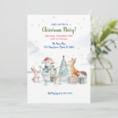 森林の水彩クリスマスツリーパーティの招待状 招待状 (スタンド正面)