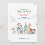 森林の水彩クリスマスツリーパーティの招待状 招待状 (正面/裏面)