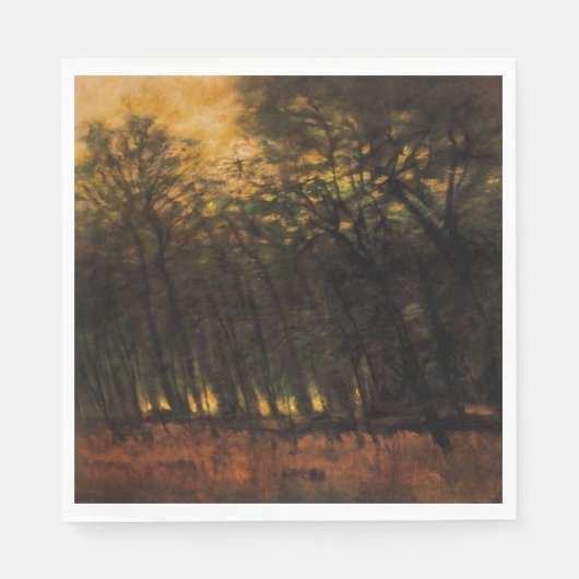 森林の火災（Laszlo Mednyanszky著） スタンダードランチョンナプキン (正面)