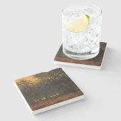 森林の火災（Laszlo Mednyanszky著） ストーンコースター (横)