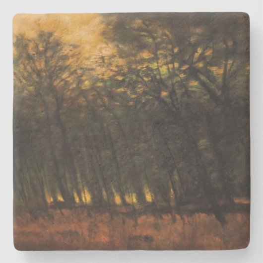 森林の火災（Laszlo Mednyanszky著） ストーンコースター (正面)