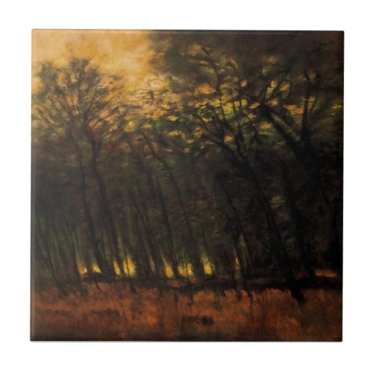 森林の火災（Laszlo Mednyanszky著） タイル (正面)