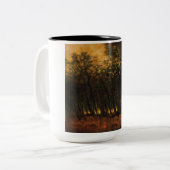 森林の火災（Laszlo Mednyanszky著） ツートーンマグカップ (正面左)