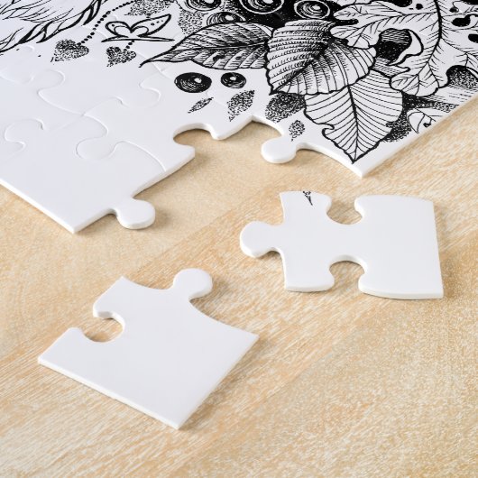 森林の白黒孤 ジグソーパズル (側面)