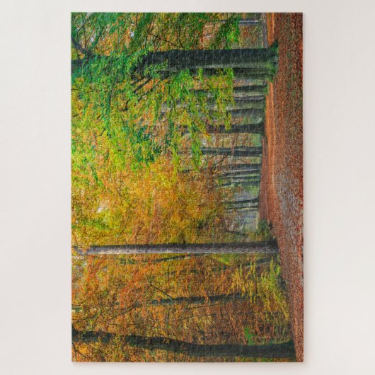 森林の秋の群葉が付いている木 ジグソーパズル (縦)