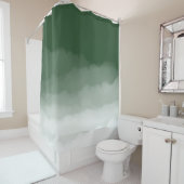 森林の緑のグラデーション水色(緑/白) シャワーカーテン (インサイチュ)