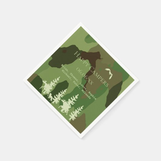 森林の緑のハンターのカモフラージュ野生動物のキャンパー スタンダードカクテルナプキン (角)