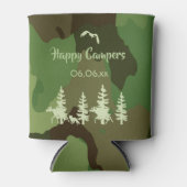 森林の緑のハンターカモフラージュと野生生物のプリント 缶クーラー (正面)