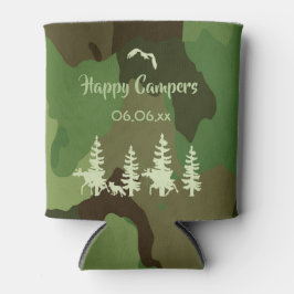 森林の緑のハンターカモフラージュと野生生物のプリント 缶クーラー