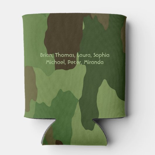 森林の緑のハンターカモフラージュと野生生物のプリント 缶クーラー (裏面)