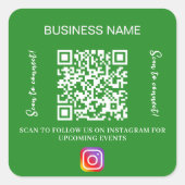 森林の緑のビジネス名qrコードインスタンス スクエアシール (正面)