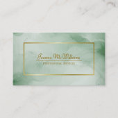 森林の緑の水の色と金ゴールドスタイリッシュQRコード 名刺 (正面)