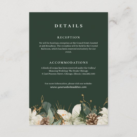 森林の緑の水結婚色の情報 エンクロージャーカード (正面)