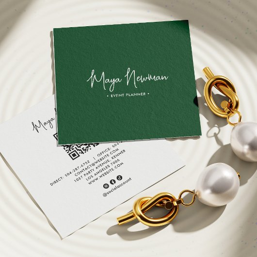 森林の緑の署モダン名QRミニマルコード スクエア名刺