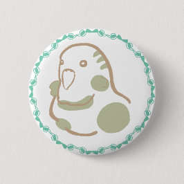 森林の緑を纏ったインコイラスト|柔らかさと上品さを感じるデザイン 缶バッジ