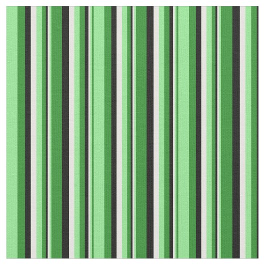 森林の緑、緑、白、黒の線 ファブリック (クローズアップ)