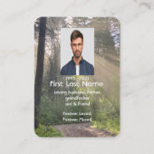 森林の荒野を通る記念写真日差し 名刺 (裏面)