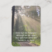 森林の荒野を通る記念写真日差し 名刺 (正面)