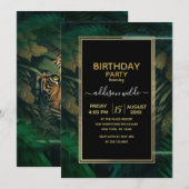 森林の葉っぱに隠れる虎 招待状 (正面/裏面)