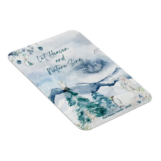 森林の雪の森の森の動物の木の天国自然 マグネット (右側)