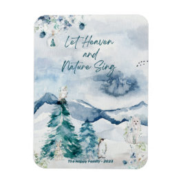 森林の雪の森の森の動物の木の天国自然 マグネット