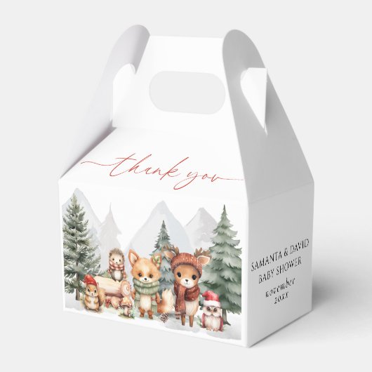 森林の雪林の動物 フェイバーボックス (正面サイド)