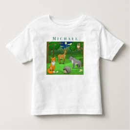 森林の風景で野生動物をパーソナライズ トドラーTシャツ