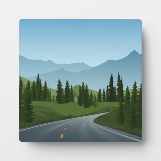 森林の風景の中の道路 フォトプラーク (正面)
