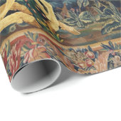 森林の風景、木、緑のユニコーン ラッピングペーパー (ロールコーナー)