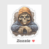 森林の骨格に座っている退屈なクール骸骨 シール (シート)