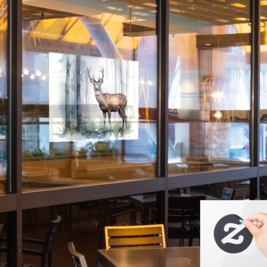 森林の鹿の窓の固定 ウィンドウサイン (レストラン窓)