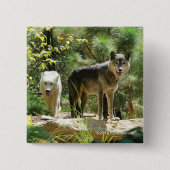 森林の2匹のオオカミ 缶バッジ (正面)