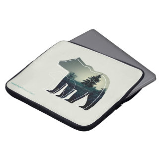 森林を持つラインアイコンくまが付いている電子工学のバッグ ラップトップスリーブ