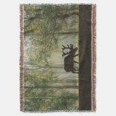 森林イラストレーションのアメリカヘラジカ スローブランケット (正面縦)