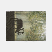 森林イラストレーションのアメリカヘラジカ フリースブランケット (正面(横))