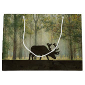 森林イラストレーションのアメリカヘラジカ ラージペーパーバッグ (正面)