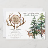 森林ウッドランドカントリーディアアントラーベビーシャワー 招待状 (正面)