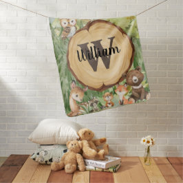 森林ウッドランド動物モノグラパーソナライズされたム ベビー ブランケット