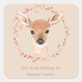 森林ウッドランド動物水彩ミニマルCl スクエアシール