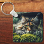 森林ガーディアン猫 キーホルダー (正面)