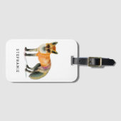 森林キツネの水彩画のカスタム ラゲッジタグ (正面横)